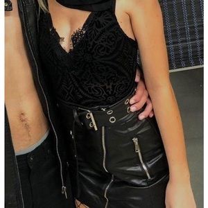 Princess Polly black leather mini skirt
